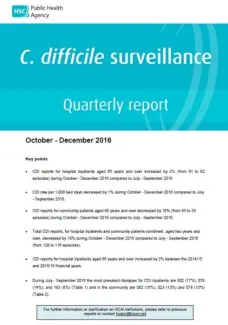C.difficile surveillance report quarter October-December 2016
