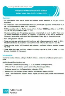 Influenza Weekly Surveillance Bulletin Northern Ireland, Week 13 (25 – 31 March 2013)