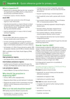 Hepatitis B - Quick reference guide for primary care