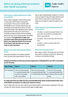 Cover image of MenB and paracetamol factsheet for healthcare professionals