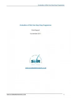 Evaluation of Pilot One Stop Shop Programme