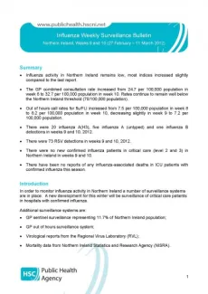Influenza Weekly Surveillance Bulletin, Northern Ireland, Weeks 9 and 10 (27 February - 11 March 2012)