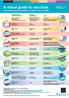 Image of the visual guide to vaccines poster for healthcare professionals showing vaccine packaging