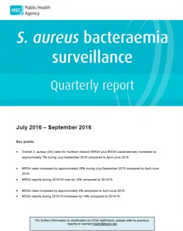 S. aureus surveillance quarterly report: July-September 2016