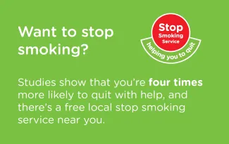 Front side of wallet card showing the Stop smoking services logo and text