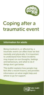 Cover of the leaflet Coping after a traumatic event