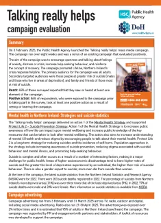 Front cover of A4 summary and background to report featuring an image of a man outside in a street with the telephone helpline number underneath his image.