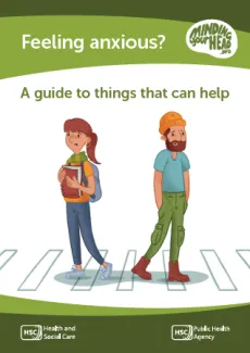 Leaflet image features two people on a sidewalk (one male and one female) looking anxious.