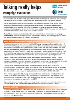 First page of evaluation report featuring Public Health Agency and Department of Health logos.