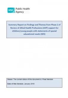 Phase 2 Summary Report: Review of Allied Health Professions (AHP) support for children/young people with a statement of special educational needs (SEN)