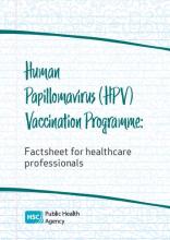 Image of the cover of the HPV factsheet for health professionals