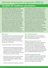 Cover image of the Flu vaccine factsheet for healthcare practitioners