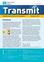 Transmit: Health protection service bulletin. 2012: Issue 1