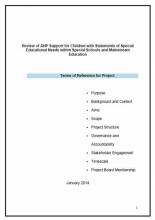 Terms of Reference for Project: Review of AHP Support for Children with Statements of Special Educational Needs in Special Schools and Mainstream Education