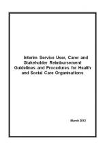 Reimbursement for out of Pocket Expenses for Service Users and Carers