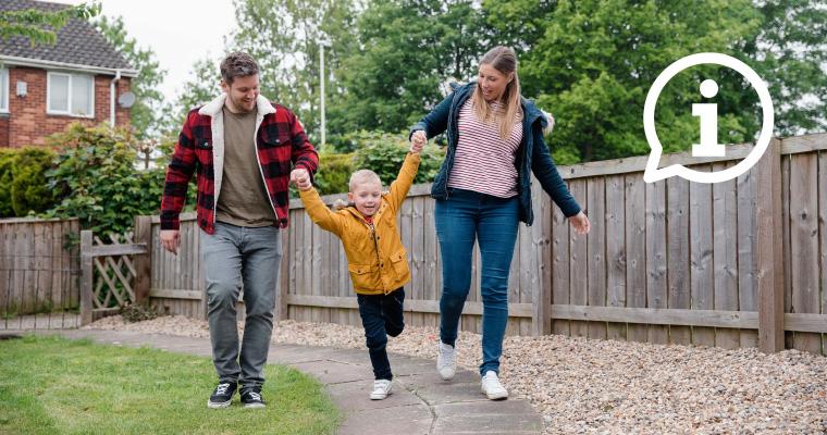 Parents with child outside