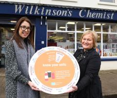 Julie-Anne Wilkinson from Wilkinson’s Chemist Garvagh and the PHA’s Jayne McConaghie, launch the Living Well service – ‘Know Your Units’ campaign