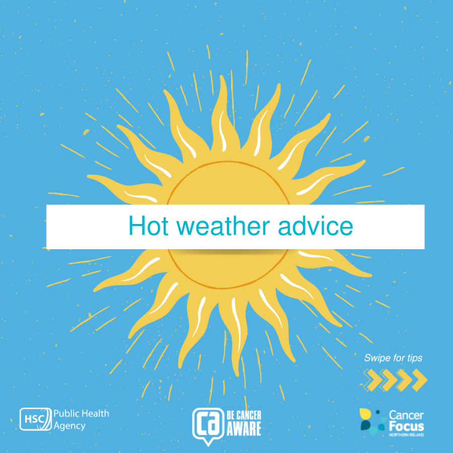Illustrated graphic with added text 'Hot weather advice'