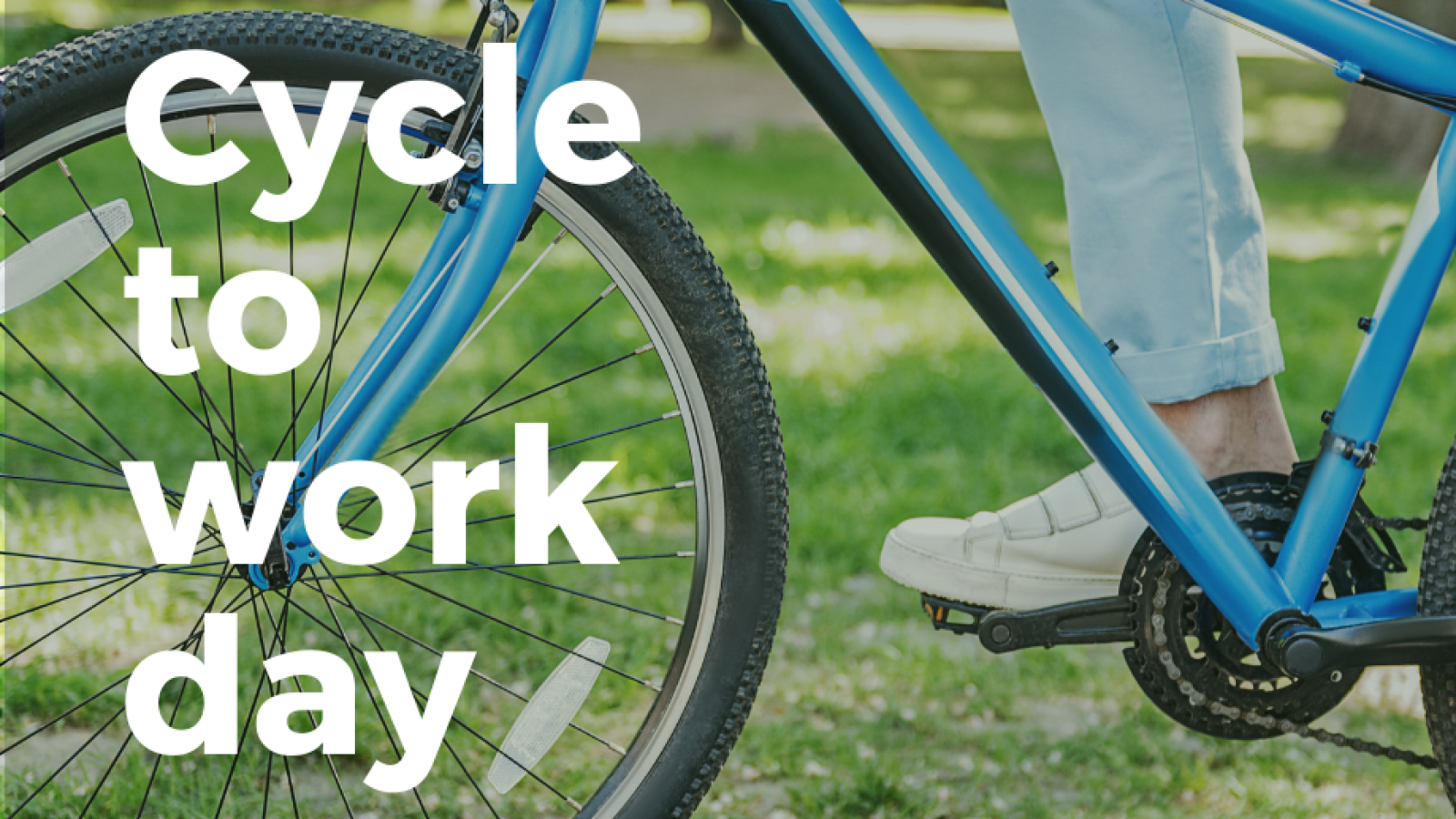 Image of a person on a bike with added text 'Cycle to work day'