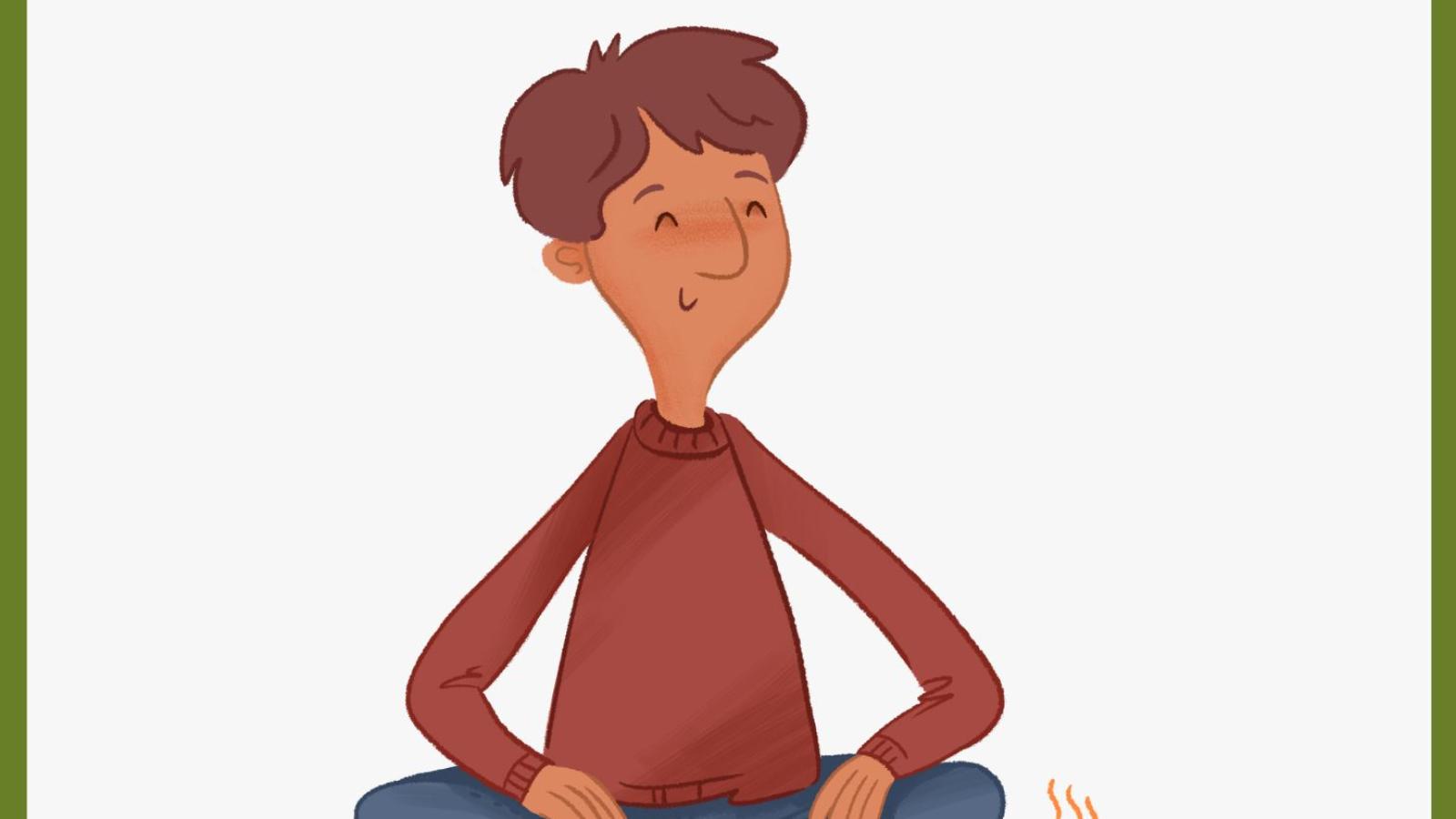 A green graphic with an illustration of a person sitting cross-legged meditating. The Minding Your Head website logo and Public Health Agency logo are in the corner.