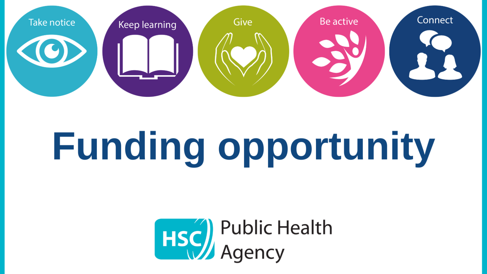 The take 5 steps to wellbeing logo with text that says "funding opportunity" below